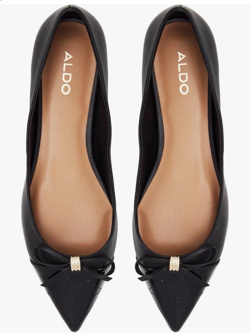 Women’s ALDO Madelyn Black Pointed-Toe Bow Ballet Flats size 8